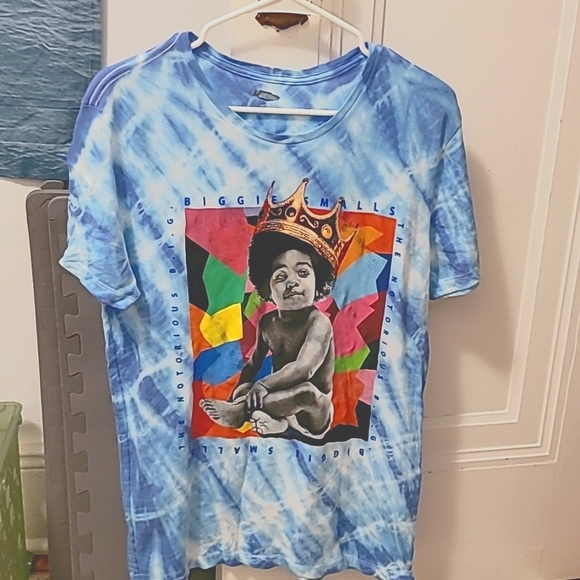 Custom Biggie Smalls Graphic T with Royal Blue Tie Dye - Picture 1 of 8